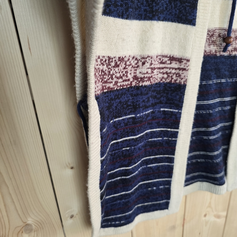 Stussy Hooded Cardigan Poncho Beaded Open Front Womens Large - Picture 7 of 13